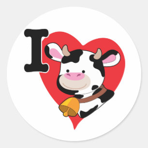 Cow Heart Classic Round Sticker