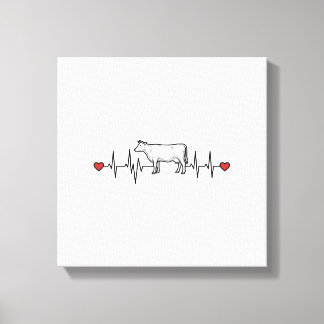 Cow Heartbeat Engraving Style Farm Animal Shirt De Canvas Print