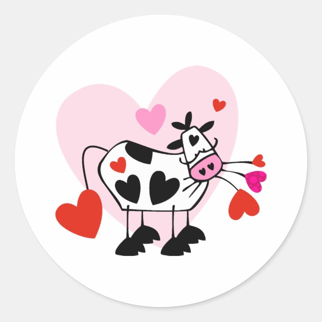 Cow Hearts Classic Round Sticker (Front)