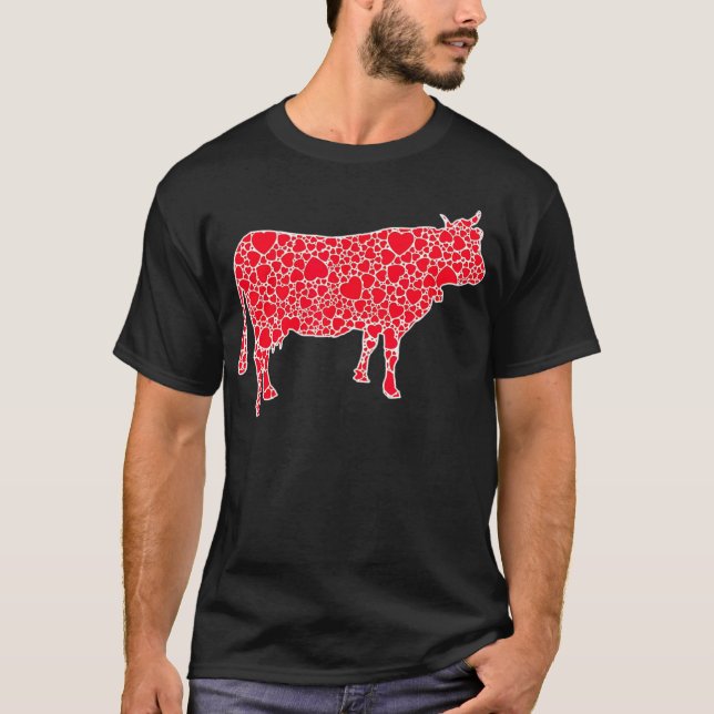 Cow Hearts Valentines Day Heifer Farm Lover Girl G T-Shirt (Front)