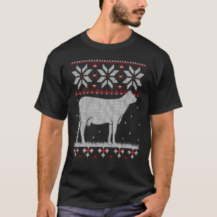 Cow Heifer Ugly Christmas Cattle Farming Life T-Shirt
