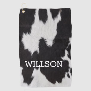 Cow hide Black and White  Golf Towel