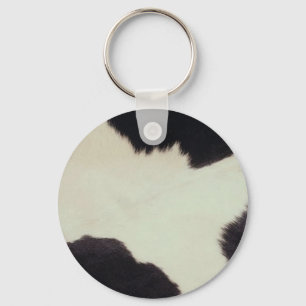 Cow Hide, Black and White Key Ring