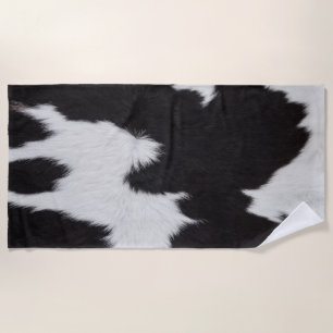 cow hide black white beach towel