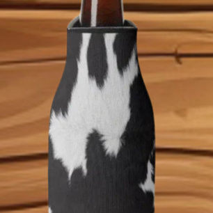 cow hide black white bottle cooler