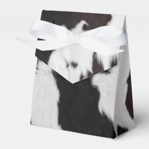 cow hide black white favour box