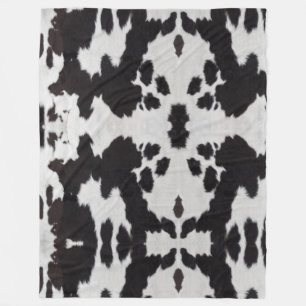 cow hide black white fleece blanket