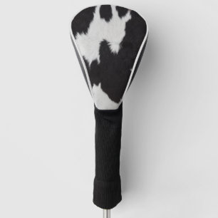 cow hide black white  golf head cover