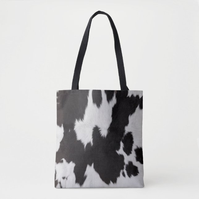 cow hide black white tote bag (Front)