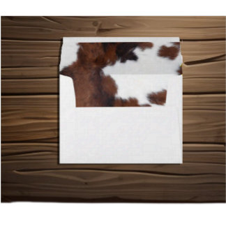 cow hide brown white envelope