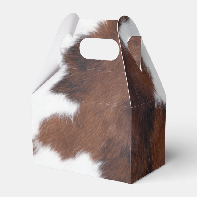 cow hide brown white   favour box (Back Side)