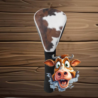 cow hide brown white golf head cover