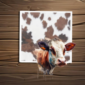cow hide brown white   napkin