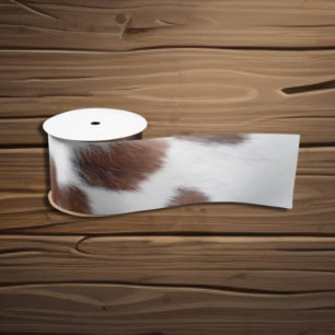 cow hide brown white satin ribbon