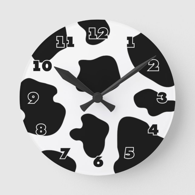 Cow hide pattern wall clock | Funny animal print (Front)