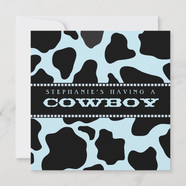 Cow Hide Print Cowboy Baby Shower Invitation (Front)