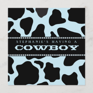 Cow Hide Print Cowboy Baby Shower Invitation