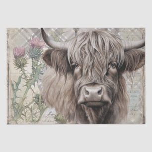 Cow Highland Scotland Thistle Watercolor Tissue Paper