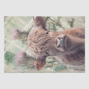 Cow Highland Scotland Thistle Watercolor Tissue Paper