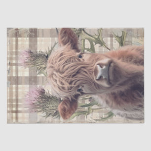 Cow Highland Scotland Thistle Watercolor Tissue Paper
