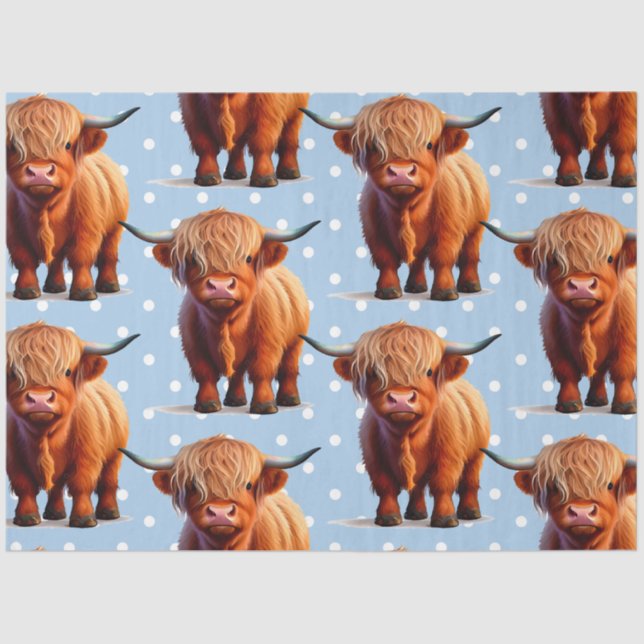 Cow highlander Blue Tissue Paper (Front)