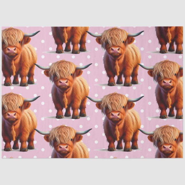 Cow highlander pink tissue paper (Front)