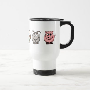 Cow Hippo Owl Goat Pig Travel Mug