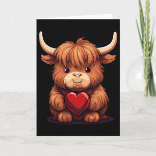 Cow Holding Heart Valentine's Day Cute Valentine  Card