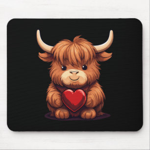 Cow Holding Heart Valentine's Day Cute Valentine Mouse Mat