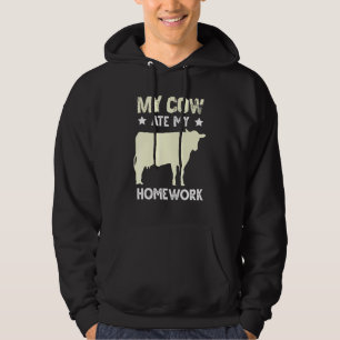 Cow Homework Eating Excuse For Heifer Calf Barn Ow Hoodie
