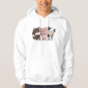 Cow Horse Pig Farm Cute Animals For Kids Hoodie
