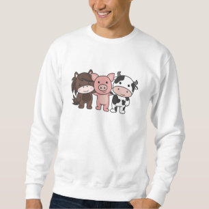 Cow Horse Pig Farm Cute Animals For Kids Sweatshirt