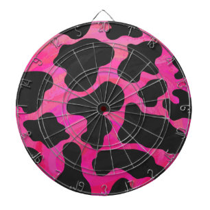 Cow Hot Pink and Black Print Dartboard