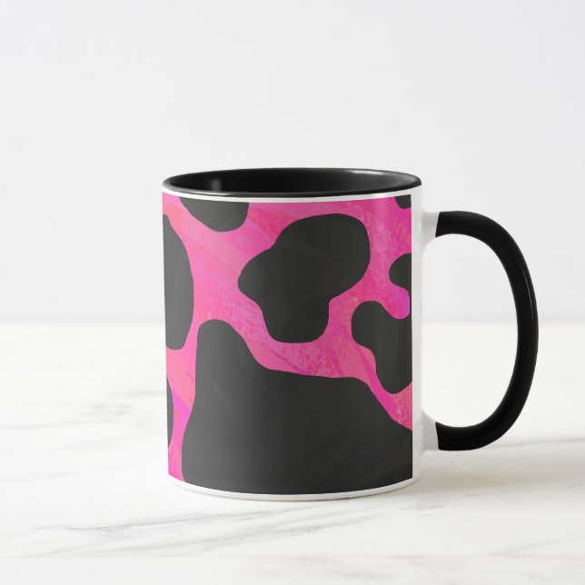 Cow Hot Pink and Black Print Mug (Right)