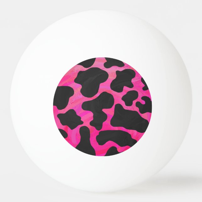 Cow Hot Pink and Black Print Ping Pong Ball (Front)