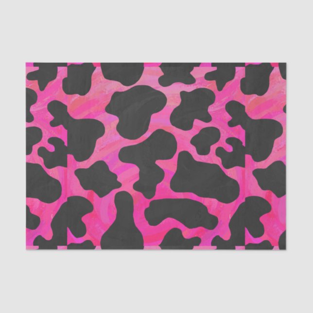 Cow Hot Pink and Black Print Tissue Paper (Front)