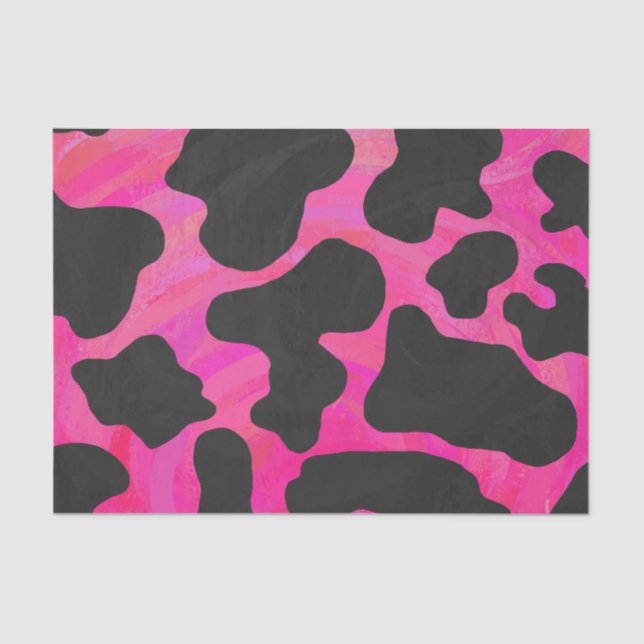 Cow Hot Pink and Black Print Tissue Paper (Front)