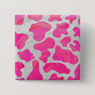 Cow Hot Pink and White Print 15 Cm Square Badge