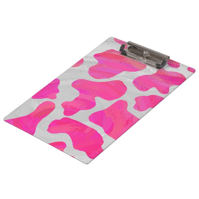 Cow Hot Pink and White Print Clipboard (Angled)
