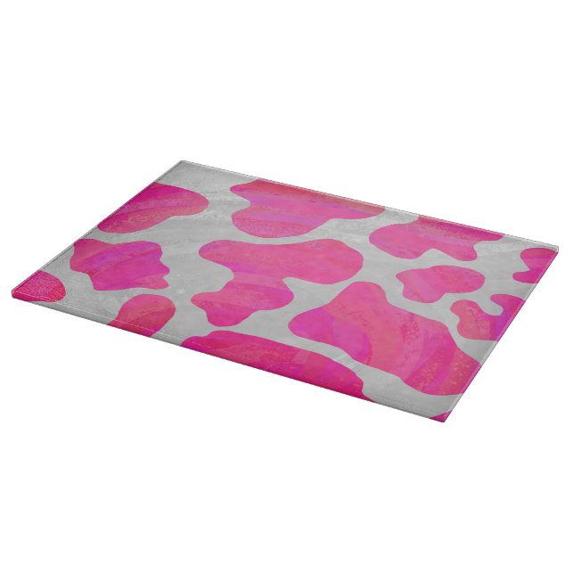 Cow Hot Pink and White Print Cutting Board (Corner)