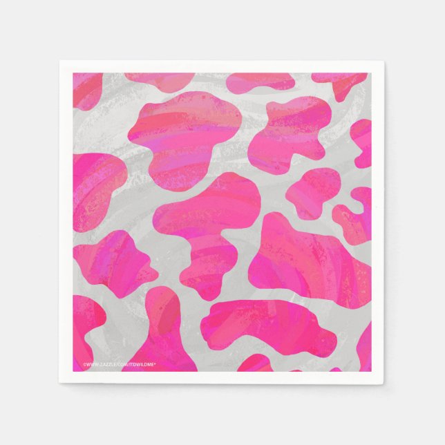 Cow Hot Pink and White Print Napkin (Front)