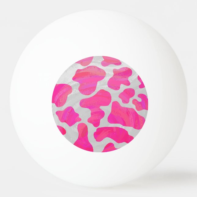 Cow Hot Pink and White Print Ping Pong Ball (Front)