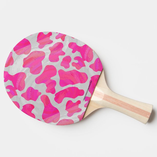 Cow Hot Pink and White Print Ping Pong Paddle (Side)