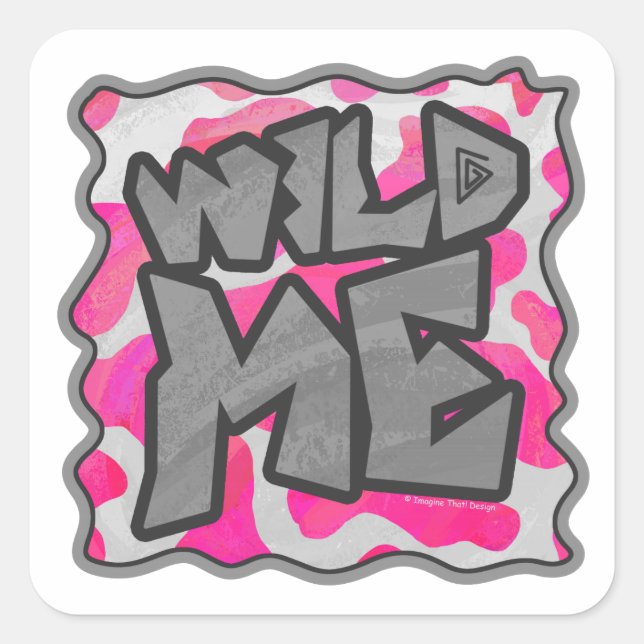 Cow Hot Pink and White Print Square Sticker (Front)
