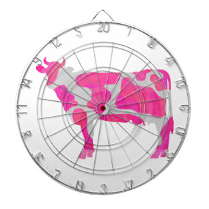 Cow Hot Pink and White Silhouette Dartboard