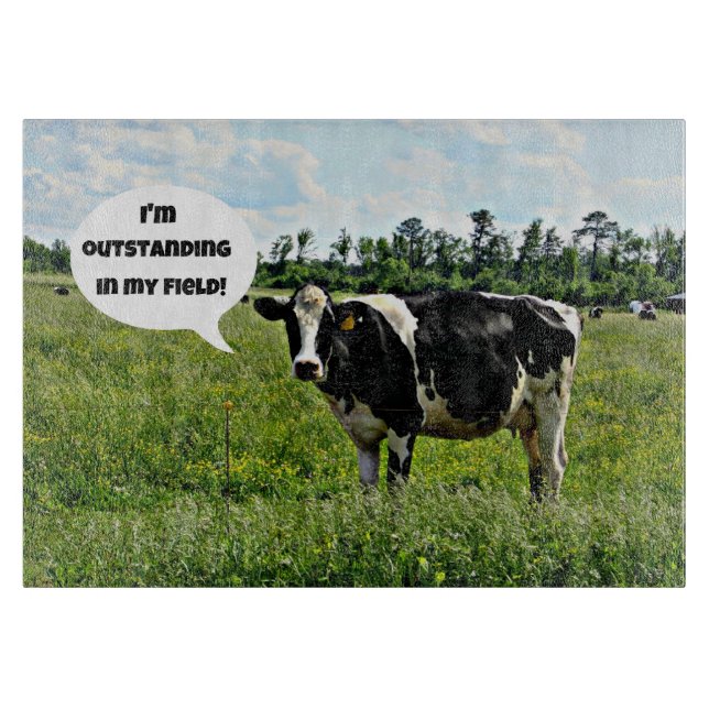 Cow Humour: "I'm outstanding in my field." Cutting Board (Front)