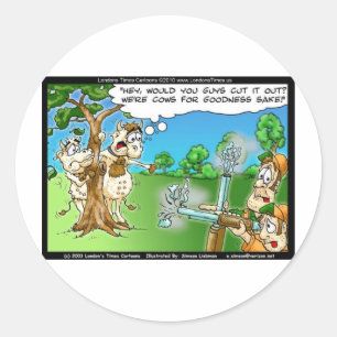 Cow Hunting Season Funny Tees Mugs Cards & Gifts Classic Round Sticker