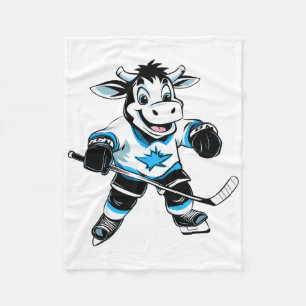 Cow Ice Hockey  Fleece Blanket