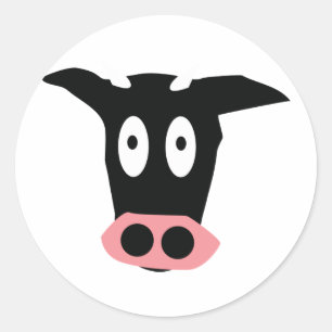 cow icon classic round sticker