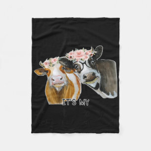 Cow If We Get In Trouble Its My Besties Fault Fleece Blanket